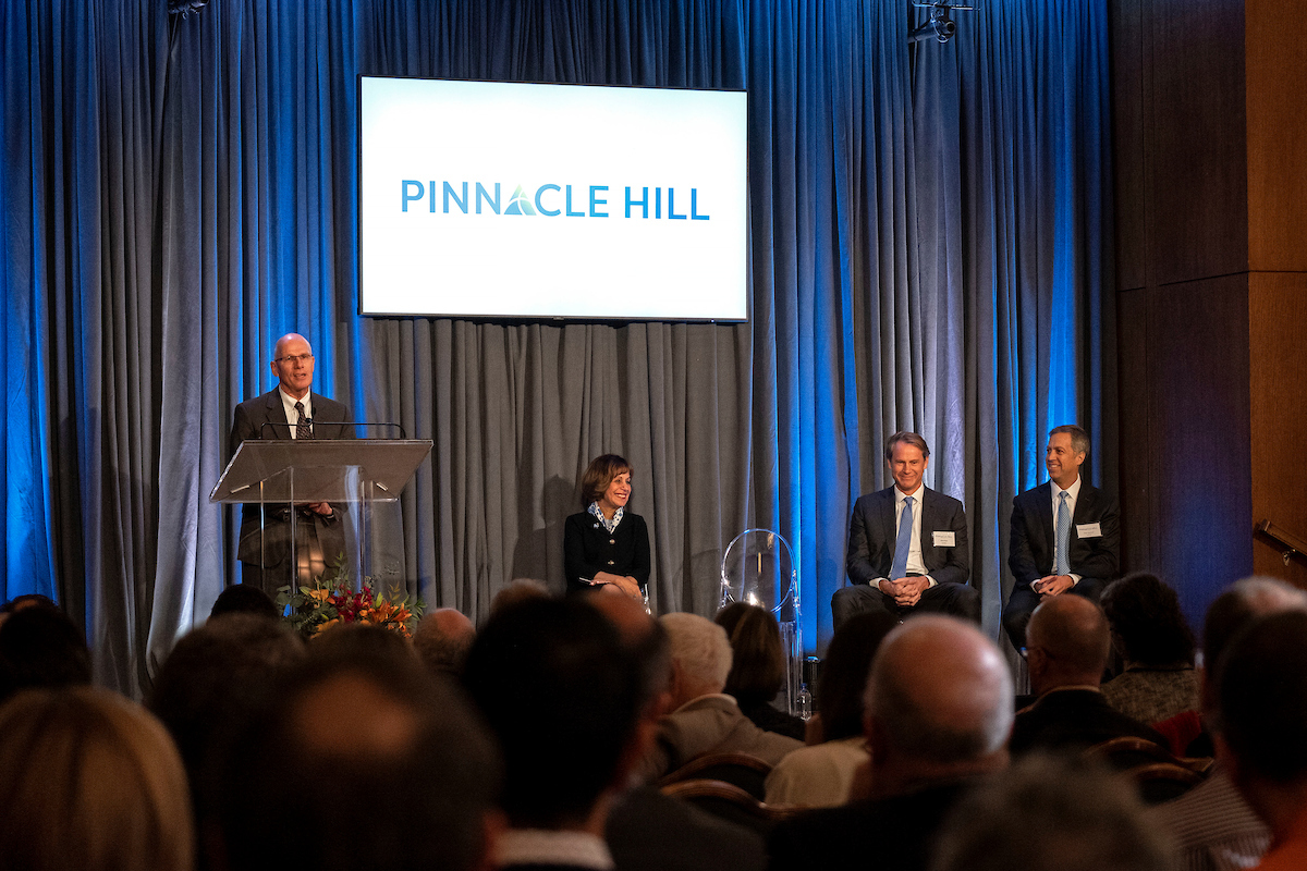 Bob Blouin speaks during the Pinnacle Hill announcement event